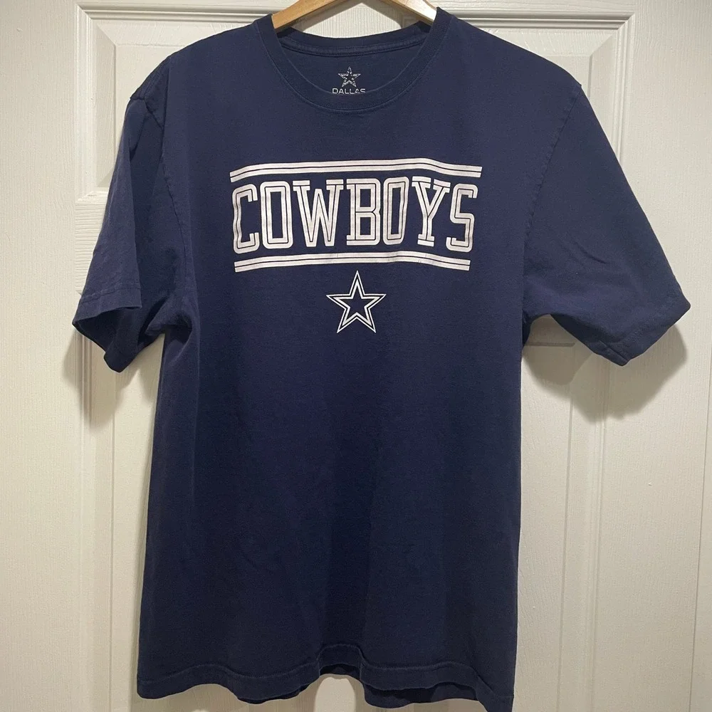 Dallas Cowboys Mens T-Shirt Large Navy Blue 100% Cotton Graphic Tee NFL Football